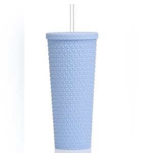 Mainstays Light Blue Textured Tumbler with Straw